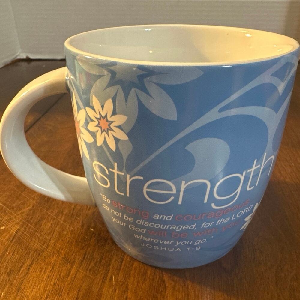 Lighthouse Christian Products Bible Verse Ceramic Mug "STRENGTH" Joshua 1:9